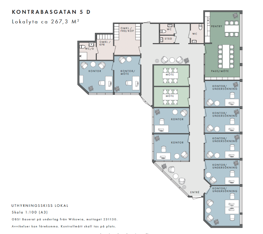 Kontorslokal eller kliniklokal 267 kvm i Göteborg – Kontrabasgatan 5D bild 3